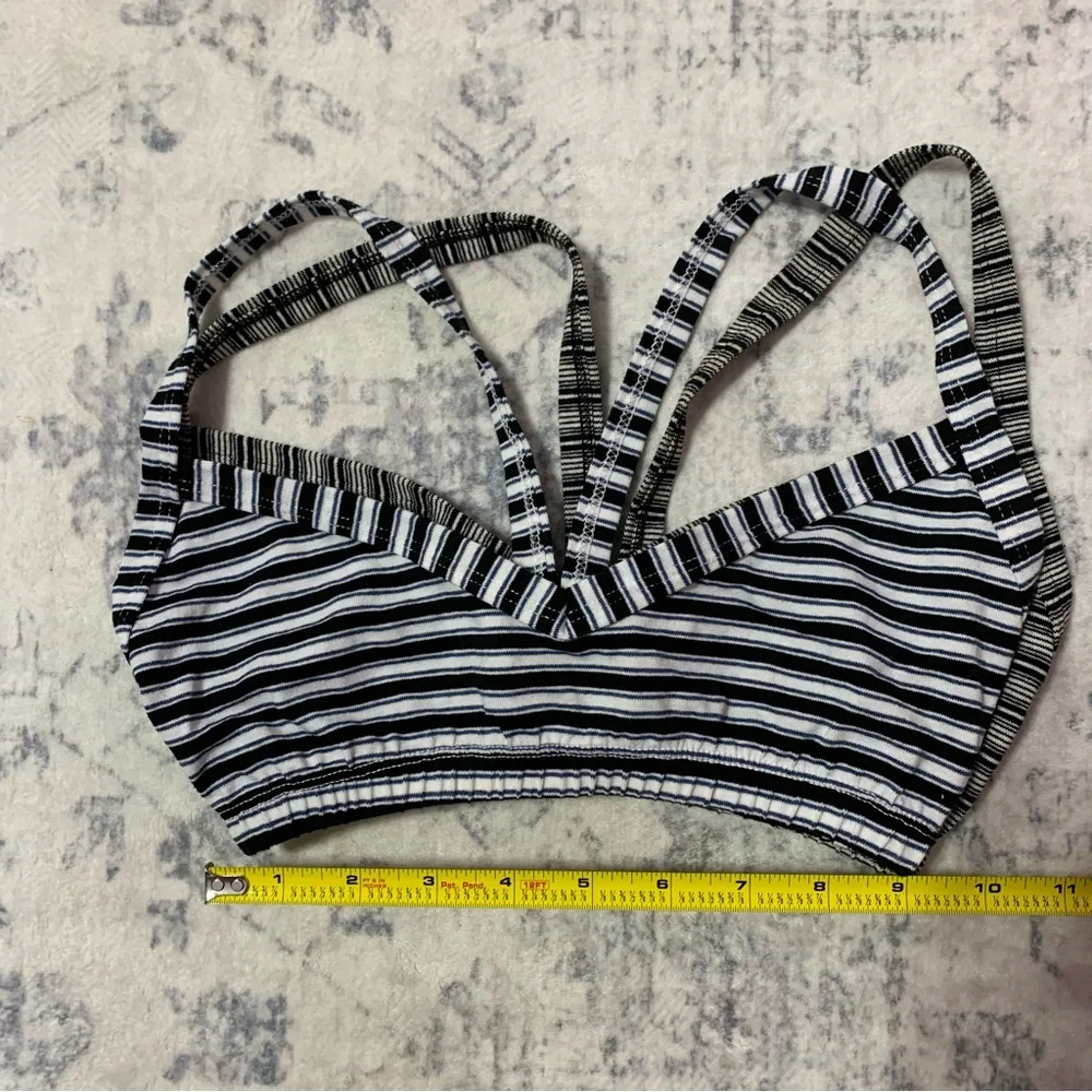 Striped Women's Bralette Set - Black and White - Picture 3 of 3